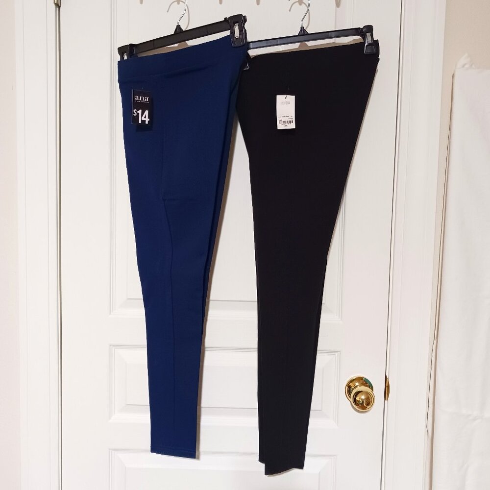 2 Pair ana Women's Leggings, JCPenney, 1-Navy blue, 1-Black, Small
